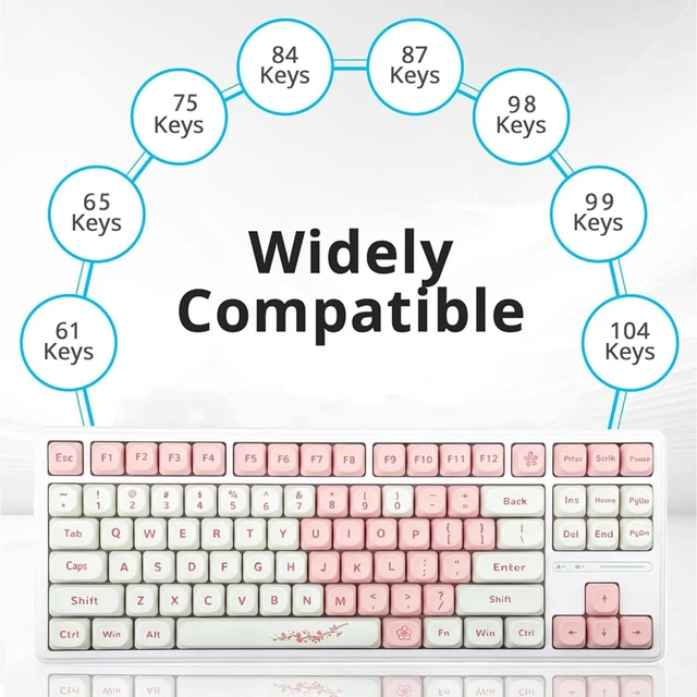 Alt view image 3 of 5 - MOA Keycap-PBT Keycaps, Cute Heart-Pink Key caps 134 Keys Round Keycap