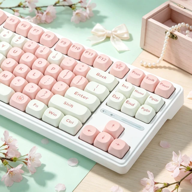 Alt view image 5 of 5 - MOA Keycap-PBT Keycaps, Cute Heart-Pink Key caps 134 Keys Round Keycap