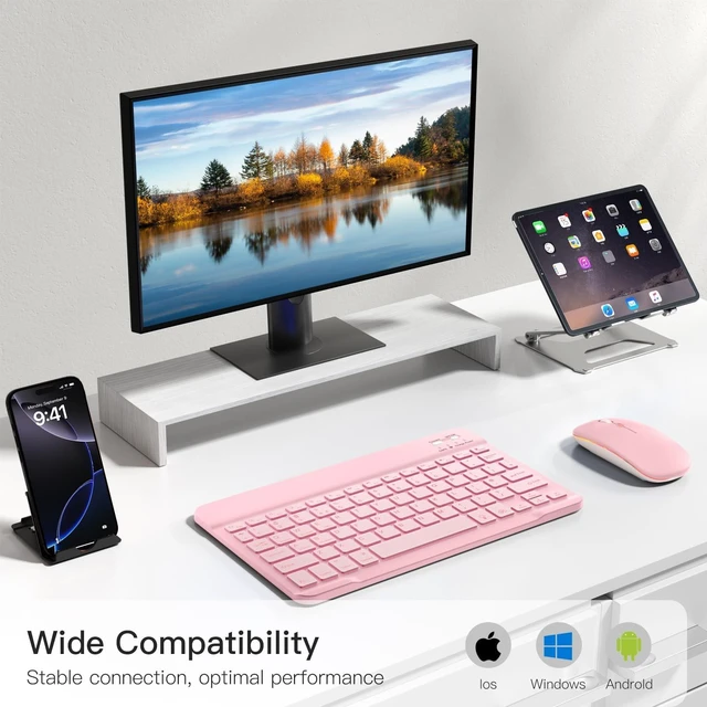 Alt view image 2 of 5 - Hamile Bluetooth Keyboard and Mouse for iPad-Rechargeable Wireless Keyboard
