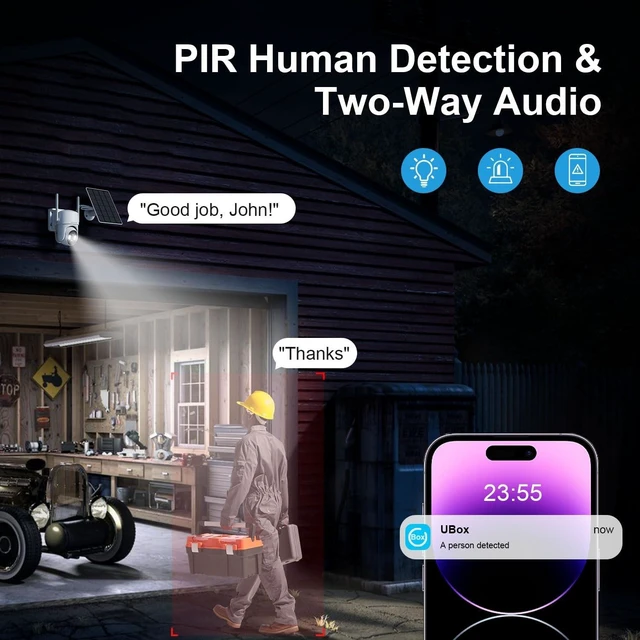 Alt view image 3 of 5 - HAOSTEQER 2 Pack-4G Cellular Security Camera with Solar Powered