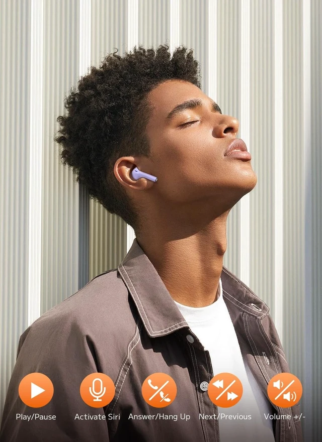 Alt view image 5 of 5 - Bucephalus Wireless Earbuds, Bluetooth 5.4 Ear Buds, ENC Noise Cancelling Headphones with 48H Playtime, Bass Stereo Sound, Compatible with iPhone Air/17/16/15/14/Android, Pad - Purple