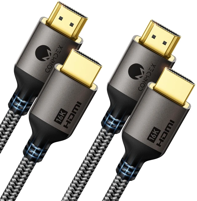 Main image of CONMDEX 16K HDMI 2.2 Cable 10ft 2Pack Designed for Stable High-Bandwidth Connections ^^ 96Gbps, 8K@120Hz 144Hz / 4K@240Hz, eARC, HDR & VRR ^^ Gaming Console, Graphics Card, TV, Monitor & Soundbar