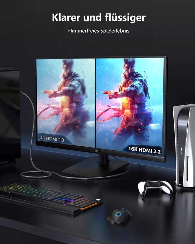 Alt view image 4 of 5 - CONMDEX 16K HDMI 2.2 Cable 10ft 2Pack Designed for Stable High-Bandwidth Connections ^^ 96Gbps, 8K@120Hz 144Hz / 4K@240Hz, eARC, HDR & VRR ^^ Gaming Console, Graphics Card, TV, Monitor & Soundbar