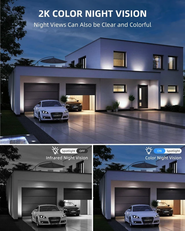 Alt view image 3 of 5 - 2K Solar Cameras Outdoor Wireless, Security Cameras Wireless Outdoor, Battery Powered cam with Spotlight, 2-Way Talk, PIR Motion Detection, Color Night Vision, 360 PTZ, Siren, Compatible