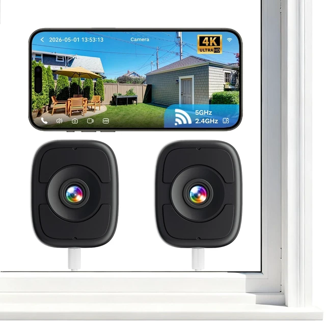 Main image of LongPlus 4K 8MP Window Camera 2Pack, WiFi6 Indoor Window Security Camera