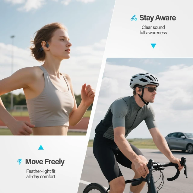 Alt view image 3 of 5 - New Bone Conduction Headphones, Open Ear Sports Headphones, 12H Playtime