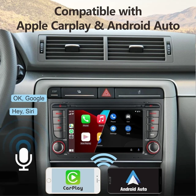 Alt view image 2 of 5 - Car Stereo Compatible with Wireless Carplay/Android Auto for Audi A4 S4 RS4 2002-2008 SEAT EXEO with IPS Touch Screen/Bluetooth/Mirror Link/FM/AM/USB