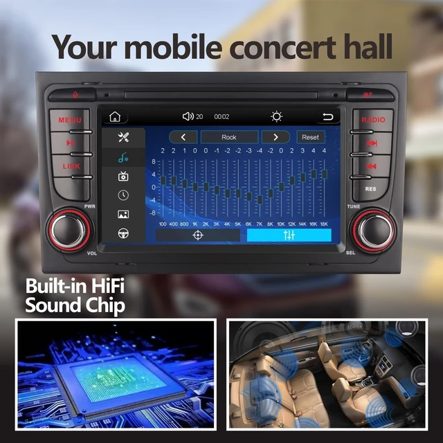 Alt view image 3 of 5 - Car Stereo Compatible with Wireless Carplay/Android Auto for Audi A4 S4 RS4 2002-2008 SEAT EXEO with IPS Touch Screen/Bluetooth/Mirror Link/FM/AM/USB