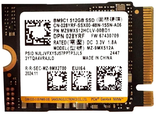 Main image of Samsung BM9C1 Series 512GB M.2 2230 NVMe SSD, PCIe Gen4x4 Internal Solid State Drive for Laptop, Tablet, Mini PC, Surface & Handheld Gaming Devices, Fast Boot, High Speed Performance, OEM New