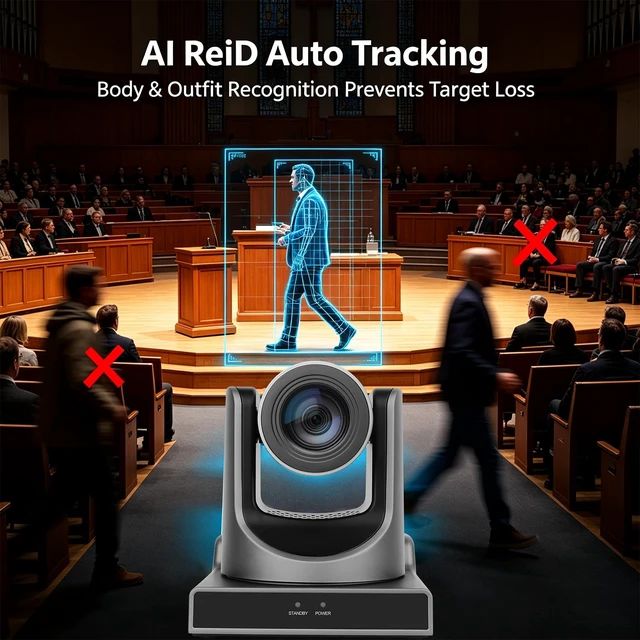 Alt view image 4 of 5 - ADKIDO PTZ NDI Camera 30X Optical Zoom 1080P 60fps for Church Live Streaming, AI Tracking NDI HX2 PTZ Camera with 3G-SDI HDMI USB2.0 LAN Output & Local USB Recording for Church, Conferences, Teaching