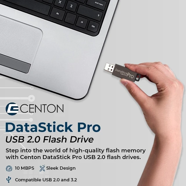Alt view image 2 of 5 - Centon DataStick Pro USB 2.0 Aluminum Storage Flash Drives 16GB Grey 5 Pack