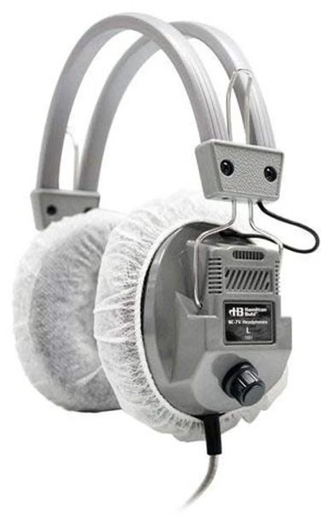 Alt view image 3 of 5 - HamiltonBuhl HygenXCP45 Sanitary Ear Cushion Covers 4.5" White Disposable Sleeves for OverEar Headphones & Headsets, Master Carton of 600 Pairs (1,200 Covers)