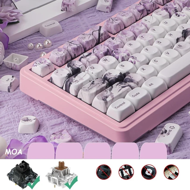 Alt view image 5 of 5 - Tsungup MOA PBT Keycaps - Custom Japanese Purple Wisteria Key caps Keyboard
