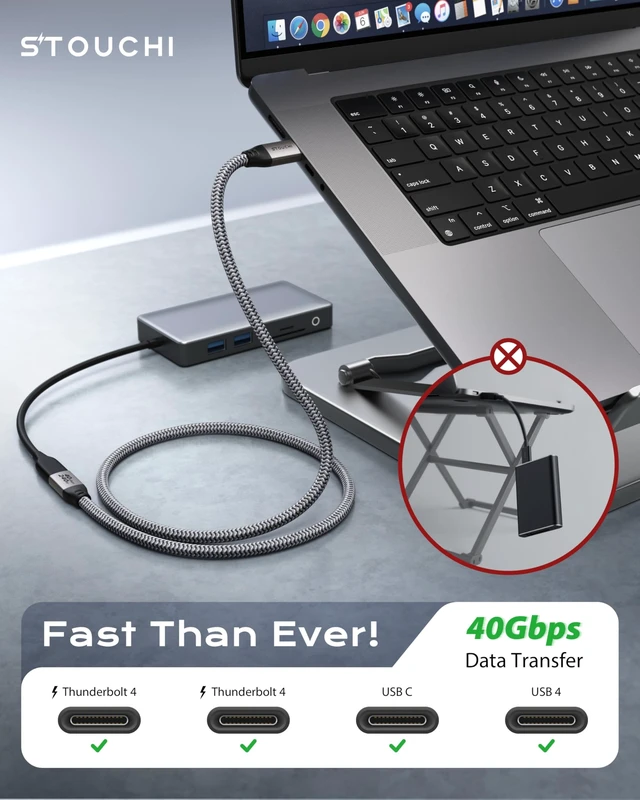 Alt view image 2 of 5 - Stouchi 40Gbps USB4 Extension Cable for Thunderbolt 4, 240W, 5FT 2Pack