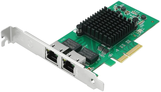 Main image of Dual Gigabit NIC with Intel I350 Chip, 1Gb Network Card Compare to Intel I350-T2 NIC, 2 Ports RJ45 Ports, PCI Express 2.1 X4, Ethernet Card with Low Profile for Windows/Windows Server/Linux