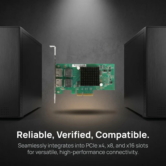 Alt view image 4 of 5 - Dual Gigabit NIC with Intel I350 Chip, 1Gb Network Card Compare to Intel I350-T2 NIC, 2 Ports RJ45 Ports, PCI Express 2.1 X4, Ethernet Card with Low Profile for Windows/Windows Server/Linux