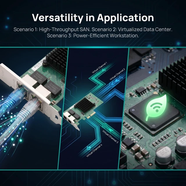Alt view image 5 of 5 - Dual Gigabit NIC with Intel I350 Chip, 1Gb Network Card Compare to Intel I350-T2 NIC, 2 Ports RJ45 Ports, PCI Express 2.1 X4, Ethernet Card with Low Profile for Windows/Windows Server/Linux