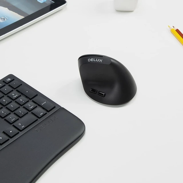 Alt view image 2 of 5 - DELUX Wireless Ergonomic Mouse,Rechargeable Mouse for Small Hands (M618AIR)