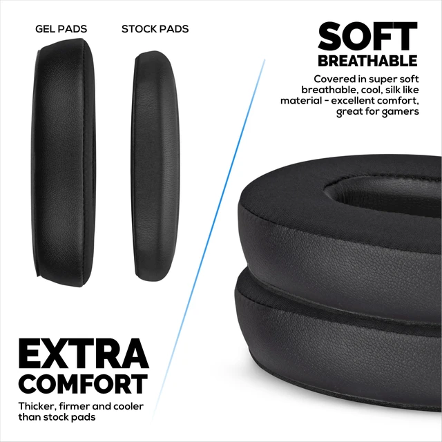 Alt view image 4 of 5 - Hybrid Replacement Earpads for Bose QuietComfort 35 (QC35) Wireless Headphones, Soft Gel, Breathable Fabric w/PU Leather & Memory Foam, Extra Comfort, Easy Install, By Brainwavz (Black)