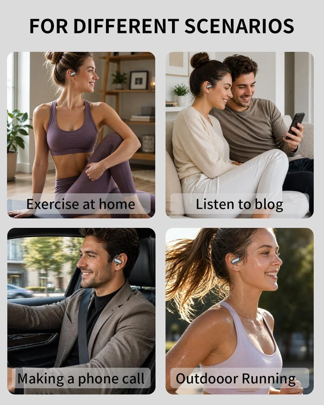 Alt view image 2 of 5 - Open Ear Earbuds 80Hrs Playtime with LED Display,Ergonomic Earhook OWS Open Ear Headphones with Real-Time Translation, IPX7 Waterproof & Touch Control, Ideal for Run,Suitable for Daily Travel use