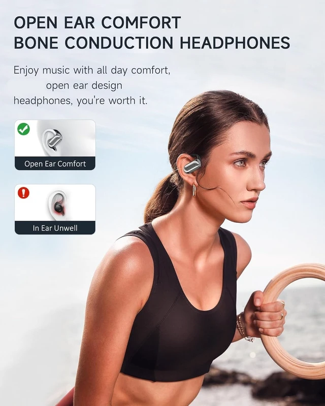 Alt view image 5 of 5 - Open Ear Earbuds 80Hrs Playtime with LED Display,Ergonomic Earhook OWS Open Ear Headphones with Real-Time Translation, IPX7 Waterproof & Touch Control, Ideal for Run,Suitable for Daily Travel use