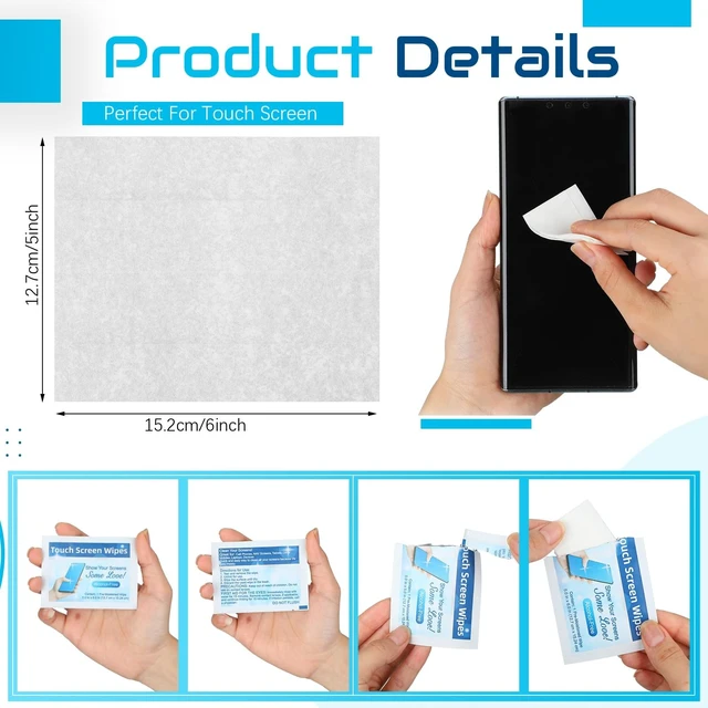 Alt view image 3 of 5 - Willinglong 200 Pack Touch Screen Wipes Pre Moistened Lens Computer Electronic Screen Wipes Individually for Monitors with 1 Clear Plastic Bottle for Glasses Smartphone Screens