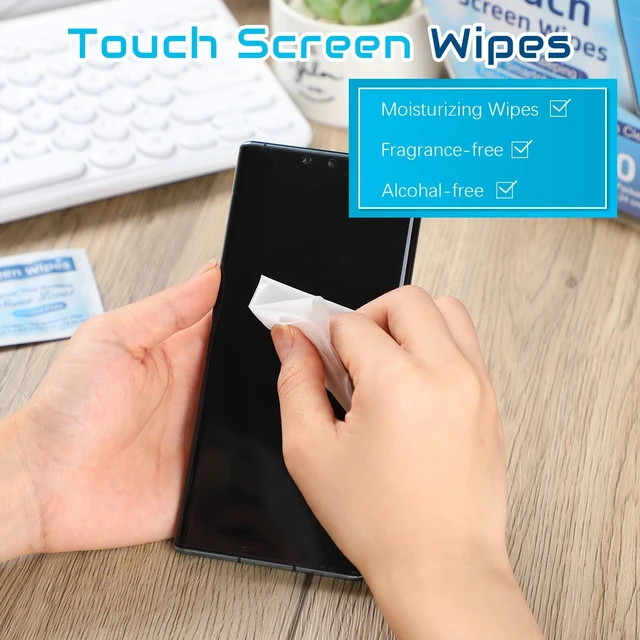 Alt view image 5 of 5 - Willinglong 200 Pack Touch Screen Wipes Pre Moistened Lens Computer Electronic Screen Wipes Individually for Monitors with 1 Clear Plastic Bottle for Glasses Smartphone Screens