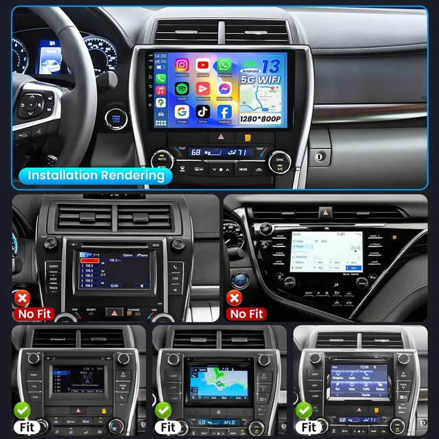 Alt view image 2 of 5 - Car Radio for Toyota Camry 2015 2016 2017: Upgrade 5GWiFi 10 Inch 1280 * 800 HD Touch Screen Carplay Andriod Auto Bluetooth GPS Navigation FM/EQ with Backup Camera