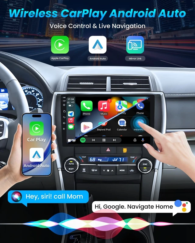 Alt view image 3 of 5 - Car Radio for Toyota Camry 2015 2016 2017: Upgrade 5GWiFi 10 Inch 1280 * 800 HD Touch Screen Carplay Andriod Auto Bluetooth GPS Navigation FM/EQ with Backup Camera