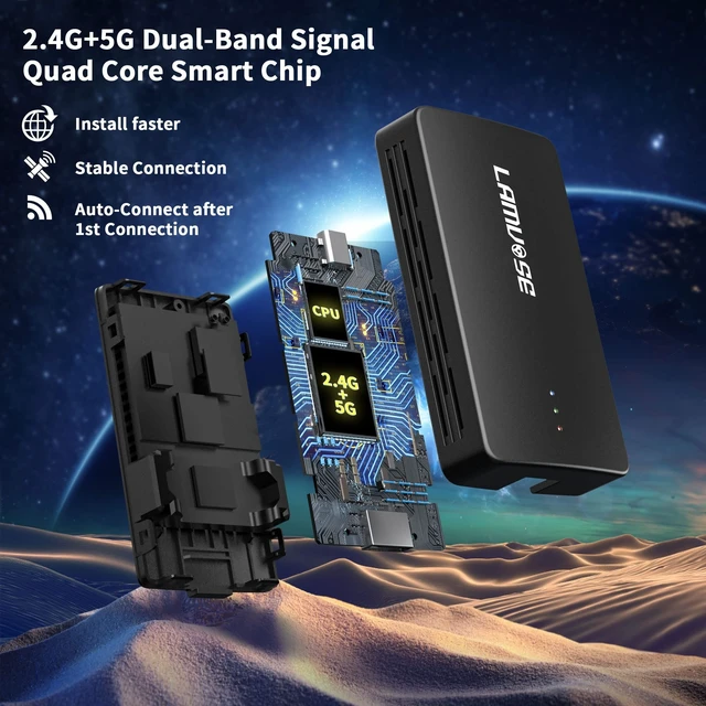 Alt view image 4 of 5 - 3 in 1 Wireless CarPlay Adapter Supports YouTube TikTok Hulu and More, Magic Box 3.0 Dongle with USB Drive Plug and Play, Android Auto Wireless Adapter Easy to Set up for OEM Wired CarPl