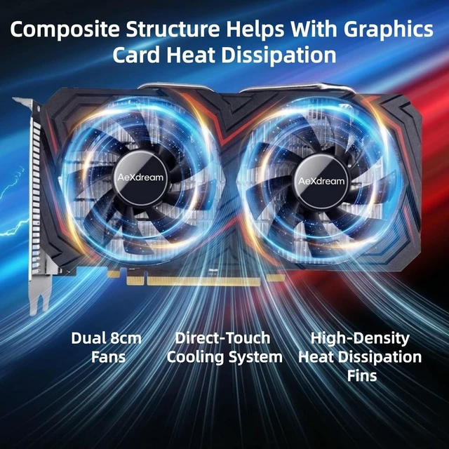 Alt view image 3 of 5 - RX 590 8GB GDDR5 Graphics Card, 256 Bit RX 590 2304SP Gaming Graphics Card, PCIe 3.0 x16, 8-Pin Input DirectX 12 GPU for Gaming PC, DP*3+HDMI Output, 1080P Display, Dual Fan Cooling Low Noise (Black)