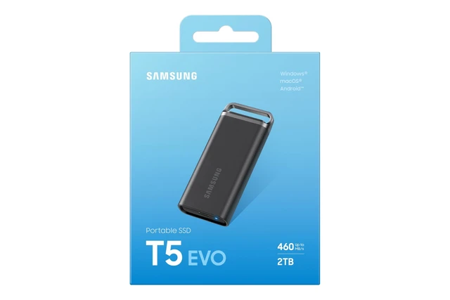 Alt view image 5 of 5 - Samsung Portable SSD T5 EVO, 2 TB, USB 3.2 Gen. 1, 460 MB/s Read, 460 MB/s Write, External Hard Drive for Mac, PC, Android, Smart TVs and Game Consoles, Incl. USB-C Cable, MU-PH2T0S/EU