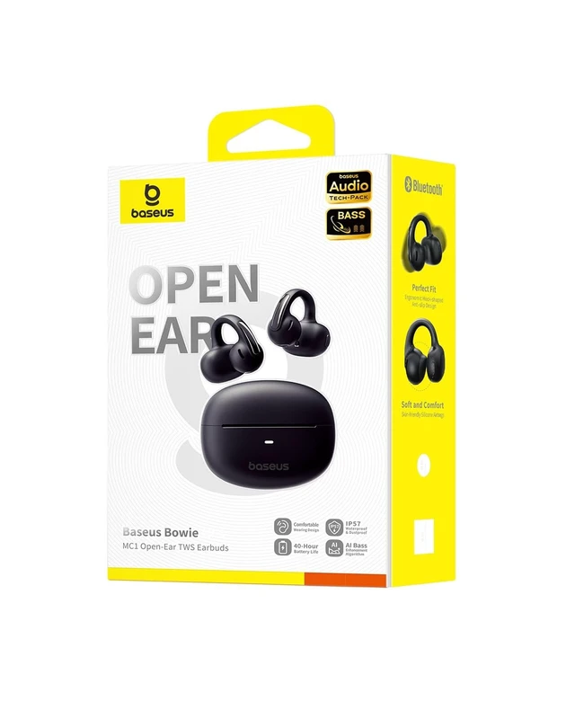 Alt view image 5 of 5 - Baseus Bowie MC1 Open Ear Clip-On Earbuds, Adaptive Comfort with Anti-Drop Design, Impactful Sound with Adaptive Bass Boost, Adaptive Noise Cancelling Calls, IP57 Waterproof, 40H Playtime, Lightweight