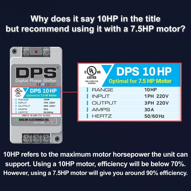 Alt view image 4 of 5 - American DPS Digital Phase Converter 10HP, Single to 3 Phase, 30A 200-240V