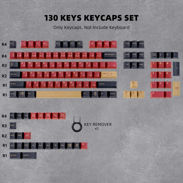 Alt view image 2 of 5 - GEKUCAP PBT Red&Black Keycaps, Japanese Manga Theme Keyboard Keycaps