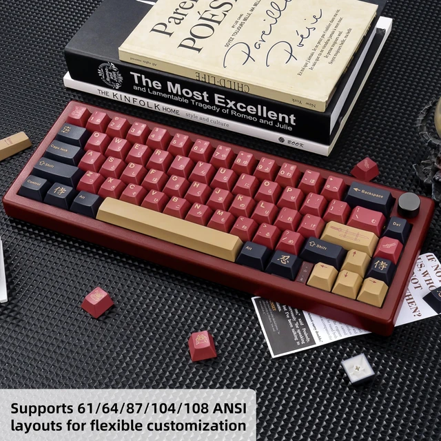 Alt view image 4 of 5 - GEKUCAP PBT Red&Black Keycaps, Japanese Manga Theme Keyboard Keycaps
