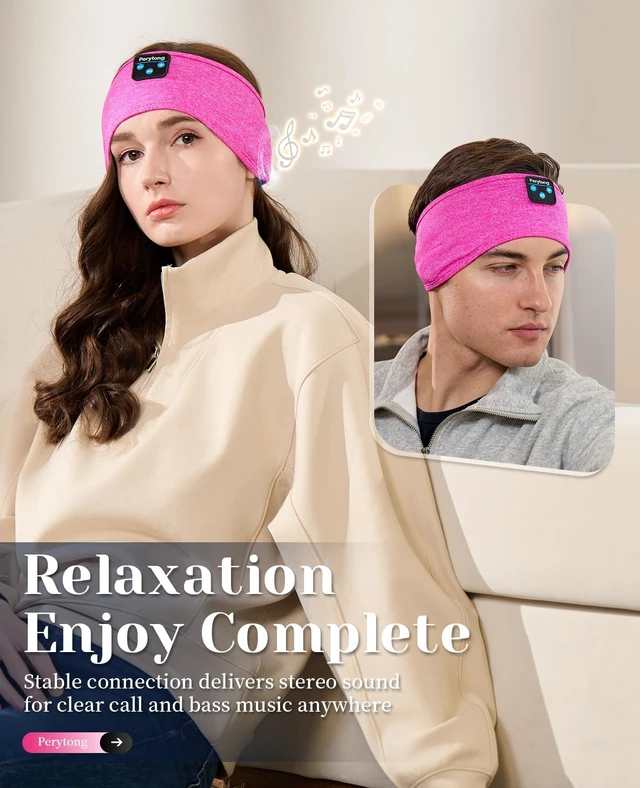 Alt view image 4 of 5 - Perytong Sleep Mask and Wireless Sleep Headphones Headband, You Turn to Your Side - No Hard Plastic. No Pain. Just 14+ Hours of Soft Sound + Complete Darkness - Designed for Side Sleepers, Air