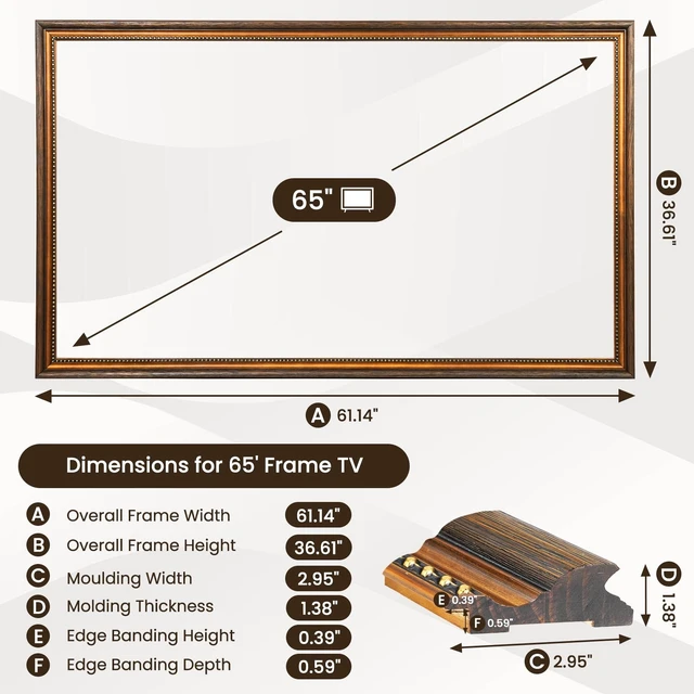Alt view image 3 of 5 - CasaDHG Antique Solid Wood TV Frame, Compatible ONLY with 65" Samsung The Frame TV Pro TVs, Vintage Distressed Wooden Bezel, Fits 65" LS03A/LS03B/LS03C/LS03D/LS03FA/LS03FW (20212025 & 2025 Pro)