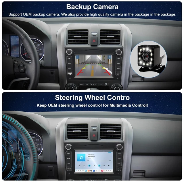 Alt view image 5 of 5 - QLED Radio for Honda CR-V CRV 2007 2008 2009 2010 2011 Upgrade,Touch Screen Stereo Replacement,Wireless carplay Android auto,4G LTE Network,Support SWC, Free Backup Camera