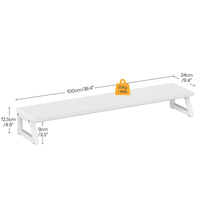 Alt view image 2 of 5 - HOOBRO Dual Monitor Stand Riser, 39 Inch Large Computer Monitor Stand for 2 Monitors, Computer Monitor Riser, Desk Shelf Organizer for Office Desk, Accessories, White WW121CJ01