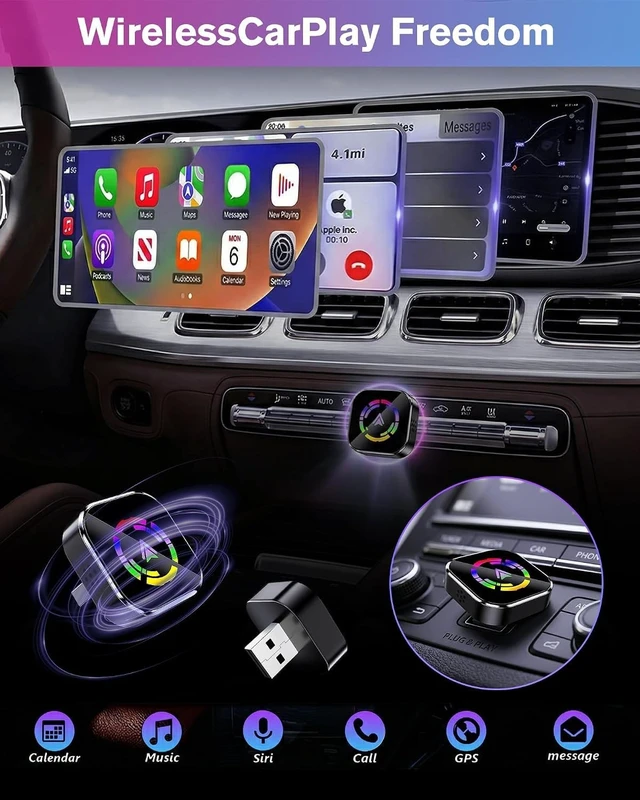 Alt view image 5 of 5 - Ablink 2026 Upgarded Wireless CarPlay Adapter for iPhone & Android