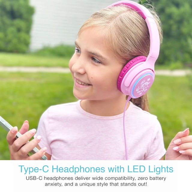 Alt view image 2 of 5 - MEE audio KidJamz KJ65U Over-Ear USB-C Kids Headphones with Mic (Pink)
