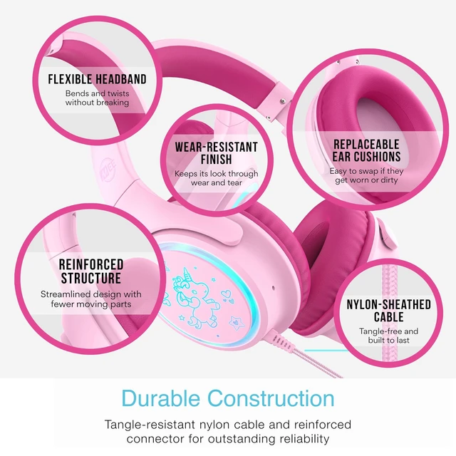 Alt view image 5 of 5 - MEE audio KidJamz KJ65U Over-Ear USB-C Kids Headphones with Mic (Pink)