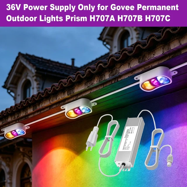 Alt view image 3 of 5 - 36V Power Adapter Only for Govee Permanent Outdoor Lights Prism Compatible with Govee H707A H707B H707C Power Supply Cord