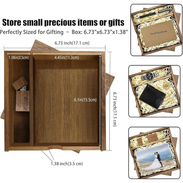 Alt view image 4 of 5 - TATMOHIK Wooden USB Flash Drive 32GB USB3.0 Wedding Flash Drive with Box