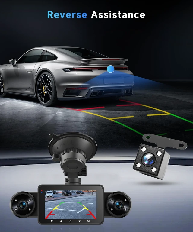 Alt view image 5 of 5 - Orderich 360 Dash Cam Front and Rear Inside Left Right, 4 Channel FHD 1080P Dash Cam for Cars, 3" Dashcams with 64G TF Card 8 IR Night Vision, Loop Recording, G-Sensor, 24H Parking Mode Monitor