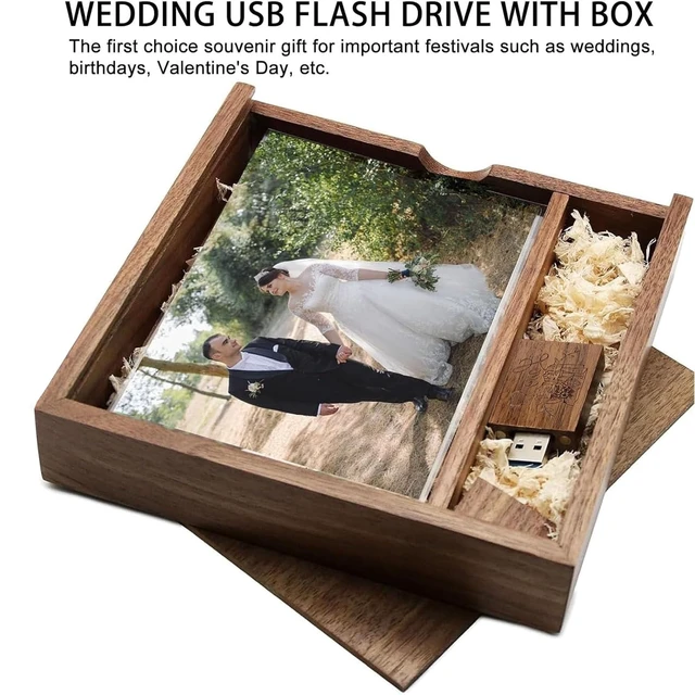Alt view image 2 of 5 - TATMOHIK Wooden USB Flash Drive 32GB USB3.0 Wedding Flash Drive with Box
