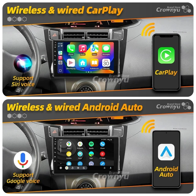 Alt view image 2 of 5 - Crownyu for Toyota Yaris Hatchback 2007-2011 Radio Stereo Carplay Auto