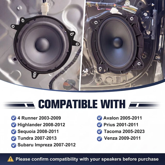 Alt view image 2 of 5 - 2 Pcs 6" to 6.75" & 6x9 Door Speaker Adapter Bracket with 4 Pcs Foam Strip