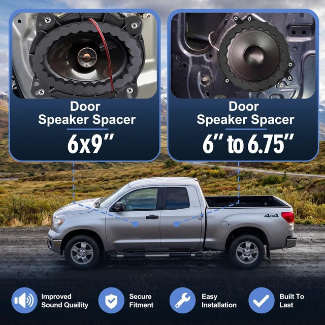 Alt view image 4 of 5 - 2 Pcs 6" to 6.75" & 6x9 Door Speaker Adapter Bracket with 4 Pcs Foam Strip